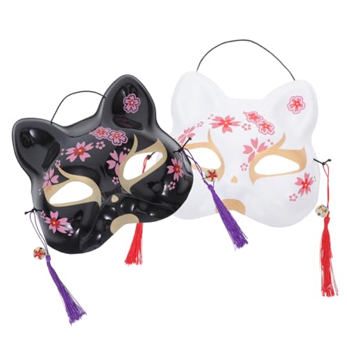 Garneck 2 Stück Handbemalte Japanische Katzen und Fuchsmasken mit Kirschblüten Verstellbar Stilvolle Halloween Party Accessoires für Kostüm und Maskenbälle Garneck 2 Stück Handbemalte Japanische Katzen und Fuchsmasken mit Kirschblüten Verstellbar Stilvolle Halloween Party Accessoires für Kostüm und Maskenbälle von Garneck