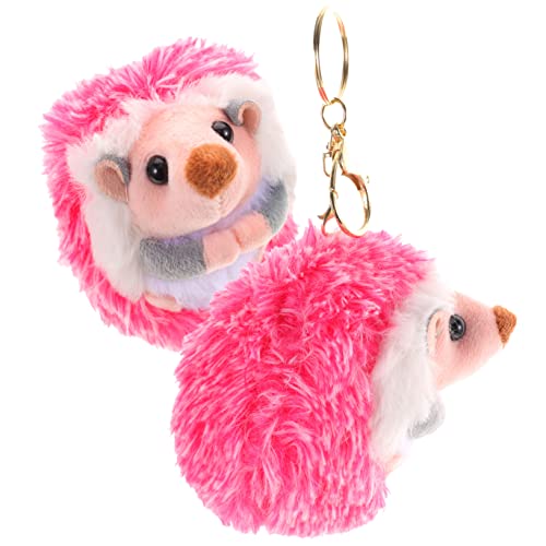 Garneck 2 Stück Kleiner Igel-Anhänger Ringe Schlüsselanhänger Plüsch Igel Kette Käfig Rucksack-Tiere-Anhänger Plüsch zum Aufhängen Schultaschen-Plüsch-Anhänger Metall Rosa von Garneck