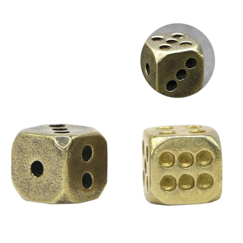Garneck 2 Stück Messingwürfel Jumbo Brettspiel Würfel Spiele Für Erwachsene Club Würfel Bar Spielwerkzeug Abgerundete Ecken Würfel Reines Kupfer von Garneck