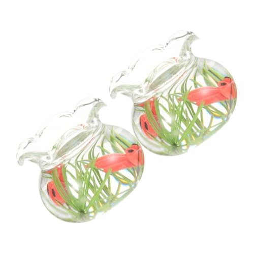 Garneck 2 Stück Mini Goldfischglas Fischtanks Miniatur-Aquarium Miniatur-Szenendekor Panzer Miniatur-Puppenhauszubehör Fischtankdekoration Mini-Aquarium Aquarium Decor Mini von Garneck
