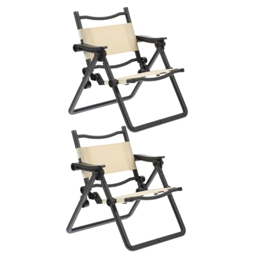 Garneck 2 Stück Mini Klappstuhl DIY Puppenhausstühle Winzige Szene Tragbares Puppenhaus Miniatur Puppen Camping Kleinkinder Simulierter Strandstuhl Modell Mini von Garneck