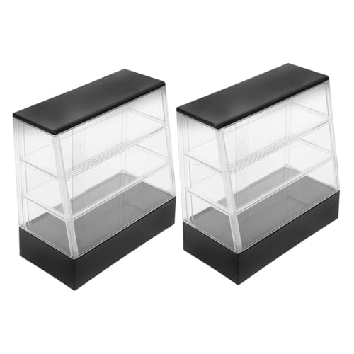 Garneck 2 Stück Mini Kuchenvitrine Möbel Kleines Kinderzimmer Miniatur Zubehör Puppenhaus Puppenhaus Mini Vitrine Puppenhaus Schrank Simulation Mini Schrank Schwarzer Kunststoff von Garneck