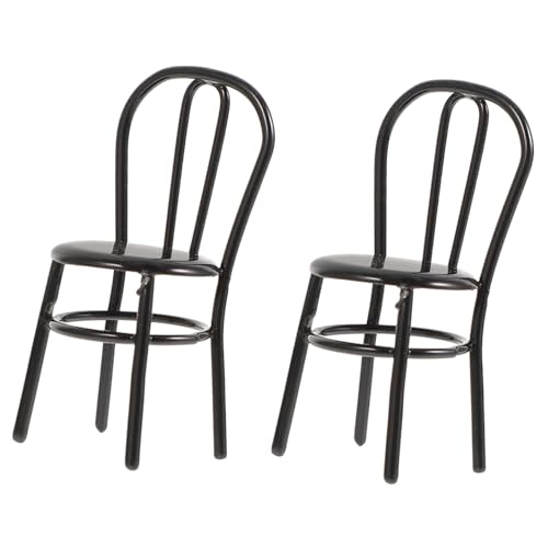 Garneck 2 Stück Mini Metallstuhl Puppenhausmöbel Winziges Zubehör Stühle Kleines Miniaturspielzeug Die Hausmodelle Esszimmerstuhl Zarter Ministuhl Puppenzubehör von Garneck