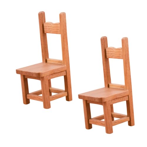 Garneck 2 Stück Mini-Stuhl Stuhlverzierung Puppenstubenmöbel Klein Miniatur Kinderstuhl Modell Holzstuhl Holzstuhlmodell Mini-holzstuhl Modelle Von Holzstühlen Brown Hölzern von Garneck