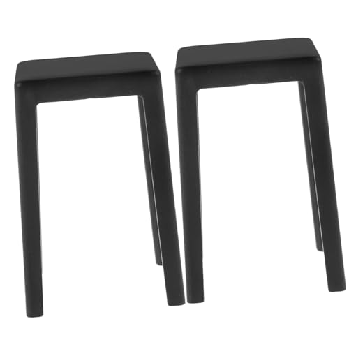 Garneck 2 Stück Mini -Stuhlmodell Miniatur Puppe Modell eines Mini-Kunststoffhockers Mini-Hocker Mini-Haushocker Plastik Black von Garneck