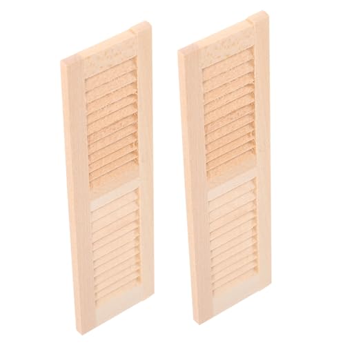 Garneck 2 Stück Miniatur Holzfensterladen DIY Puppenhaus Zubehör Miniatur Shutters Modelle für Puppenhaus Dekorationen Glatte Oberfläche Handliche Vielseitig für Miniaturlandschaften und von Garneck