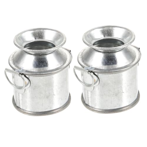 Garneck 2 Stück Miniaturdekoration bastelzeug bastelmaterial miniaturhaus bastel Materialien klein Mini-Eimer aus Weißblech winzig Mini-Hausmodelle Miniatur-Eimer-Ornament Metall Silver von Garneck