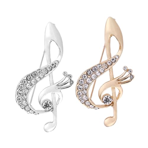 Garneck 2 Stück Musiknoten Brosche Kleidungsnadeln Strass Kostüm Trendige Dekoration Kleidungsbrosche Musiknote Süße Revers Musikbrosche Musik Boutonniere Anzug Musiknote von Garneck