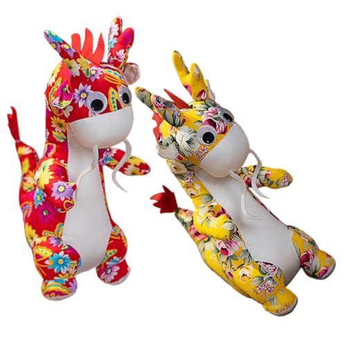 Garneck 2 Stück Plüsch Chinesisches Neujahrs Maskottchen Dekoration für Frühlingfest Niedliche Stoffpuppe Glücksbringer für Feiern und Besondere Anlässe von Garneck