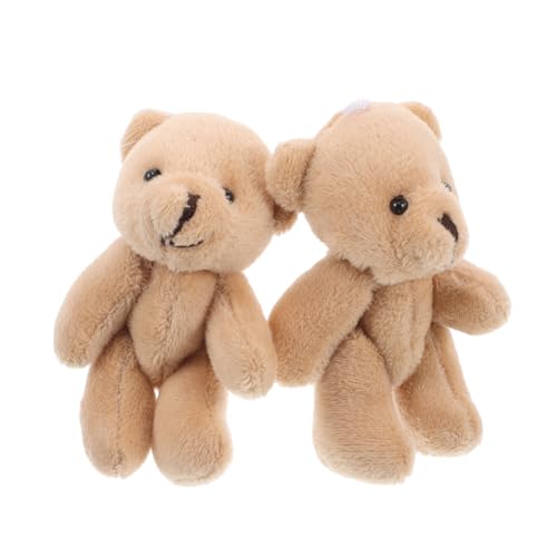 Garneck 2 Stück Puppenhauspuppe Weihnachtsstofftier weihnachtliche Kuscheltiere Bär Schlüsselanhänger Bärenverzierung kurzer Plüsch Beige von Garneck