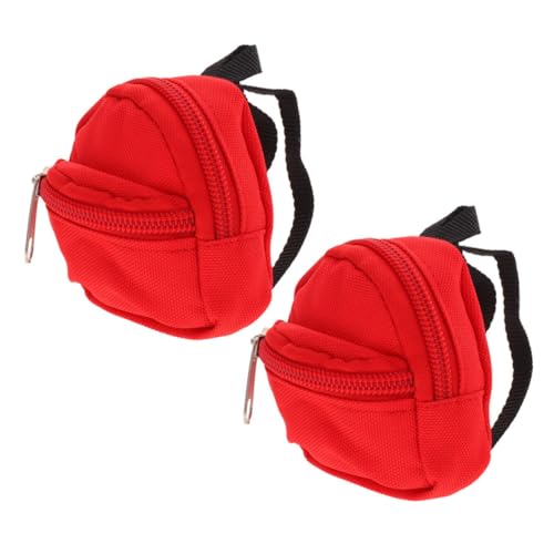 Garneck 2 Stück Puppenrucksack Miniatur-puppenzubehör Puppen-Outfit-Tasche Puppenzubehör -Tasche Süße Schultaschen Für Puppen Kleine Puppentasche Puppenkostümtasche Polyester Rot von Garneck
