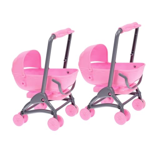 Garneck 2 Stück Puppenwagen für 5-jährige Mädchen Kinderwagen vorgeben Babyspielzeug Spielzeugkinderwagen für Kleinkinder 1-3 Spiel Kinderwagen Abs Rosa von Garneck