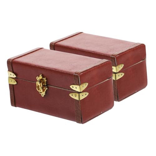 Garneck 2 Stück Retro -Koffermodell klein Puppentrolley Puppenhaus-Reisekoffer Puppenzubehör Mini -Puppenkoffer Miniaturgepäck Mini-Koffer- Mini-Hauskoffer hölzern von Garneck