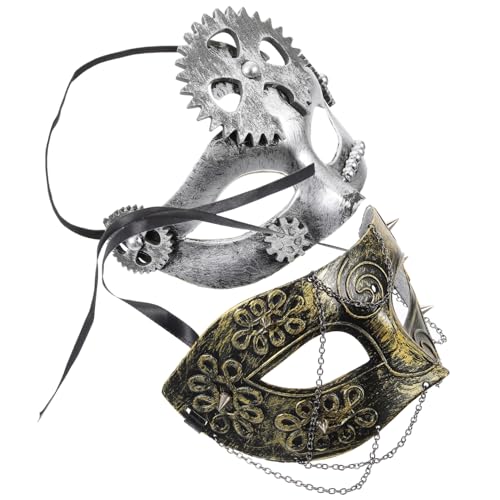 Garneck 2 Stück Retro Steampunk Masken für Karneval Halloween Anpassbare Gesichtsmaske mit Einzigartigem Design für Kostümpartys und Mottowoche Garneck 2 Stück Retro Steampunk Masken für Karneval Halloween Anpassbare Gesichtsmaske mit Einzigartigem Design für Kostümpartys und Mottowoche von Garneck