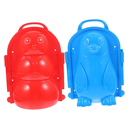 Garneck 2 Stück Spielzeugset für Kunststoff Clip Spielzeuge für Winter Schneemann und Pinguin Formen für Schneespaß im Freien Zufällige Farbe von Garneck