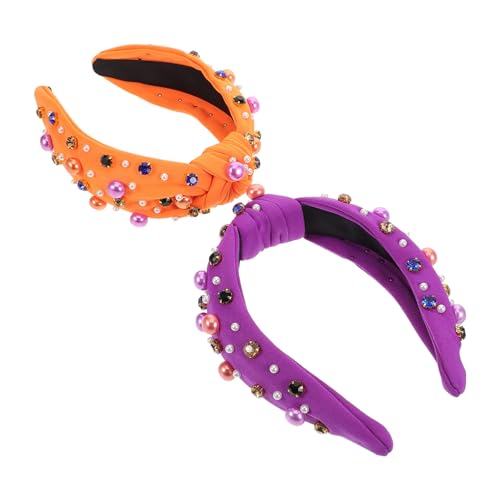 Garneck 2 Stück Teiliges Damen Haarband mit Knoten und Strasssteinen Breiter Verstellbarer Haarreif mit Künstlichen Perlen Leichter Rutschfester Haarschmuck für Halloween Partys und Garneck 2 Stück Teiliges Damen Haarband mit Knoten und Strasssteinen Breiter Verstellbarer Haarreif mit Künstlichen Perlen Leichter Rutschfester Haarschmuck für Halloween Partys und von Garneck