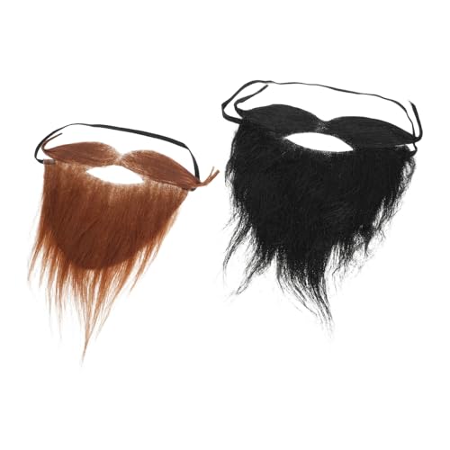 Garneck 2 Stück Teiliges Fake Schnurrhaar und Schnurrbart für Männer Realistische Party Halloween Kostümaccessoires Wiederverwendbar für Erwachsene und Jugendliche von Garneck