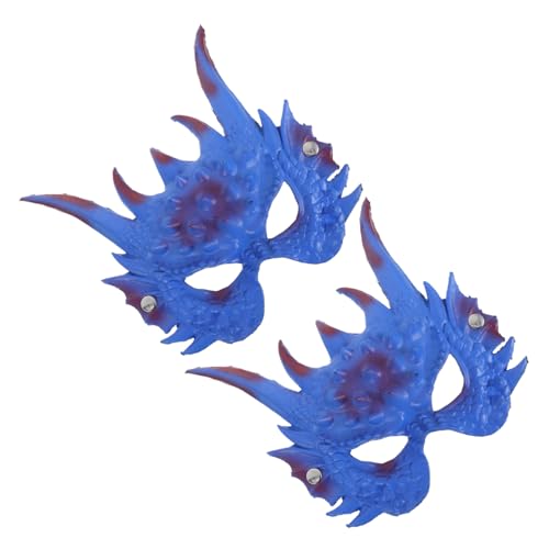 Garneck 2 Stück Teiliges Halloween Masquerade Halbe Gesichtsmaske Cosplay Kostüm Erwachsene Blaue Chinesische Drachenthemen für Karneval und Party von Garneck