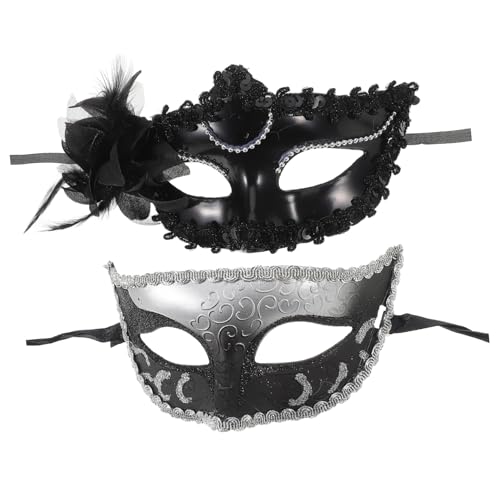 Garneck 2 Stück Teiliges Handheld Masken Set für Venezianische Halbmaske für Karneval Halloween und Cosplay Stilvolles Accessoire für Kostümpartys und Maskenbälle von Garneck