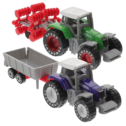 Garneck 2 Stück Teiliges Landwirtschaftsfahrzeug für Realistisches Bauernhof Modell mit Robustem Kunststoff Farblich Sortierte Trecker Spielzeuge für Fantasievolles und Motorische von Garneck