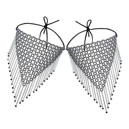 Garneck 2 Stück Teiliges Netz Gesichtsveil mit Ab Kristallsteinen und Eleganter Quasten Kette Weiches Nylon Funkelndes Accessoire für Maskenball Tanz und Cosplay von Garneck