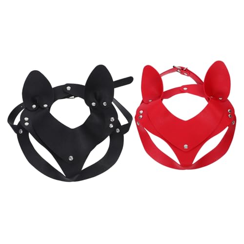 Garneck 2 Stück Teiliges Punk Cat Ear Masquerade Masken aus Pu-Material Schwarze und Rote Dress-up Masken für Halloween Cosplay Party und Maskenball Geeignet für Erwachsene Garneck 2 Stück Teiliges Punk Cat Ear Masquerade Masken aus Pu-Material Schwarze und Rote Dress-up Masken für Halloween Cosplay Party und Maskenball Geeignet für Erwachsene von Garneck