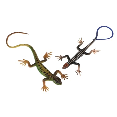 Garneck 2 Stück Teiliges Realistische Echsen Kunststoff Modell Tierfiguren Pädagogisch für Lernspielzeug Grün Blau von Garneck