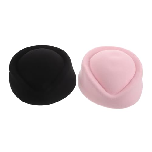 Garneck 2 Stück Teiliges Stewardess Kostümset Damen Retro Fliegermütze Mütze Schwarz Air Hostess Beret für Cosplay Bühnenauftritte Halloween und Themenpartys von Garneck