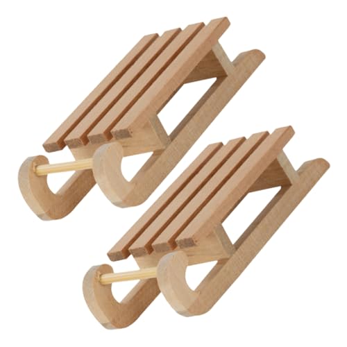Garneck 2 Stück Teiliges Weihnachtsdeko Mini Schlitten aus Birkenholz für Puppenhäuser Realistische Miniatur Dekoration für DIY Modelle und Fotografie Accessoires von Garneck