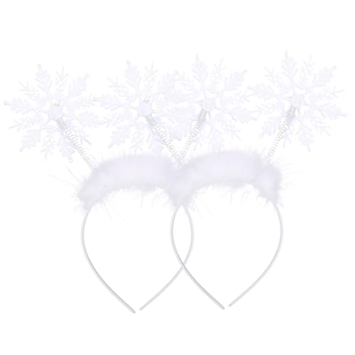 Garneck 2 Stück Teiliges Weißes Schneeflocken haarreifen Dekorativer Haarschmuck für Weihnachts party Leichtes Langlebiges Kostümzubehör für Bühne und Festliche Anlässe von Garneck