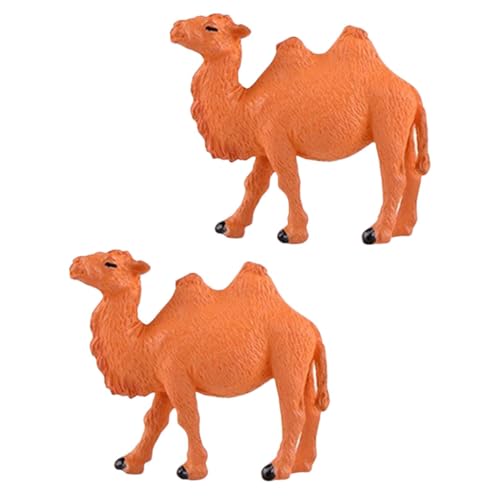 Garneck 2 Stück Tiere Miniaturen gartenfiguren tischdeko esstisch Landschaftsdekoration Kamelfiguren aus Kunststoff Kamelmodelle Kamel-Desktop-Dekoration kleines Kamel Plastik von Garneck