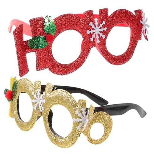 Garneck 2 Stück Weihnachtliche Partybrille Erwachsene Festliche Dekobrillen Rot Gold Lustige Foto Requisiten für Xmas Feier Unzerbrechlich Sichere Brillengestelle von Garneck