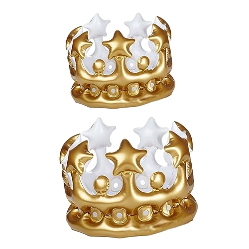Garneck 2 Stück aufblasbare PVC-Spielzeuge aufblasbare Tiaras Feenkrone Krone Kostüm Girlande königlich igelkostümkinder fashing costume Partygeschenk Bühnenaufführungskronen Golden von Garneck