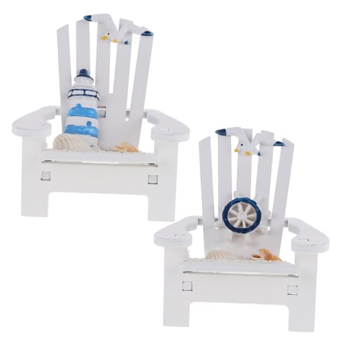 Garneck 2stücke Mediterrane Strandstuhl Holz Dekoration Einzigartiges Tischornament Für Wohnzimmer Und Büro Leuchtturm Und Steuer von Garneck