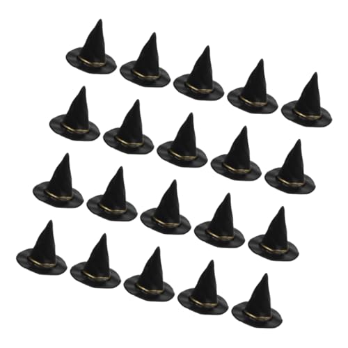 Garneck 20 Stück Hexen Hut deko Halloween Dollhouse Miniaturen Puppenhaus-Miniaturen Halloween-Hexenhut für Puppen Halloween-Hüte Halloween-Bastelbedarf Miniatur-Hexenhut Plastik Schwarz von Garneck