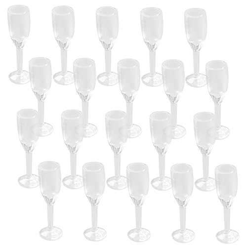 Garneck 20 Stück Mini -Cocktailglas Miniaturbecher Puppenhauszubehör Mini-Hausgläser Miniaturweinbecher Mini-Cocktailbecher Miniatur Weingläser Plastik Transparent von Garneck