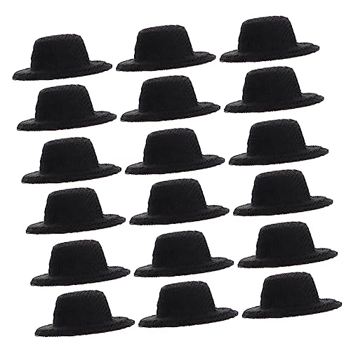 Garneck 20 Stück Mini-Jazzhut Miniatur-Filzhüte Puppenzubehör Miniatur formeller Hut Puppenkleidung und Accessoires Mini-Hüte winzig Puppenhüte Mini-Puppenmütze Stoff Black von Garneck