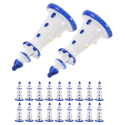 Garneck 20 Stück Mini -Leuchtturmmodell Miniaturen Miniaturverzierung im Strandstil Mini-Leuchtturm-Ornamente Garten-Leuchtturmfiguren nautische Tischdeko Harz von Garneck