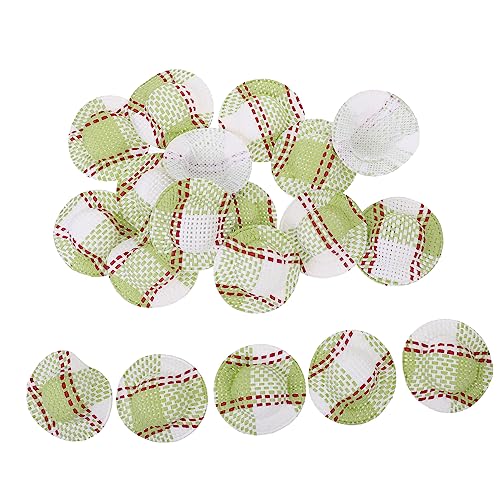 Garneck 20 Stück Mini Streifen Miniatur Mini Party Kleine Puppen Rustikaler Touch Mini Hüte Puppenhaus Bastelbedarf Strohhüte Babypuppenzubehör Puppenhüte Stoff von Garneck