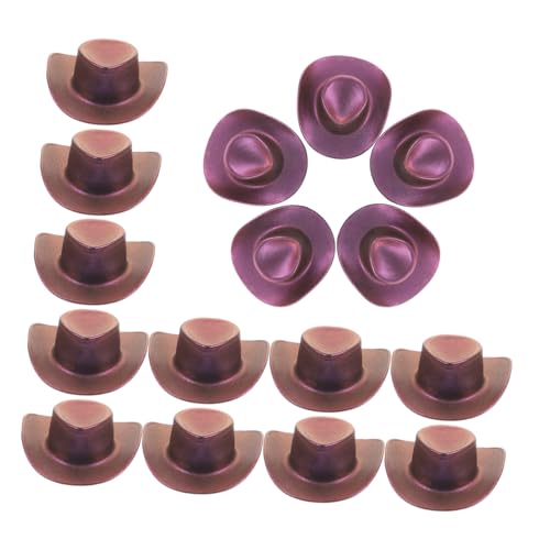 Garneck 20 Stück Mini-cowboyhut Cowboyhut Aus Mützen Für Kleine Köpfe Mini-hüte Kleine Cowboyhüte Rand Neuheit Hut Kuh Puppe Cowboyhüte Cowboy-Hut Violett von Garneck