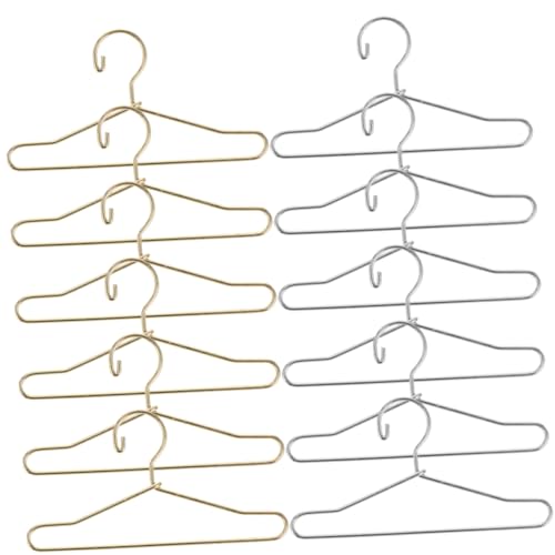 Garneck 20 Stück Simulation -Puppen-Kleiderbügel Kleidung Mini- Mini-Kleiderbügel kleiderständer Puppenhausminiaturen winzige Hauskleiderbügel Metall von Garneck