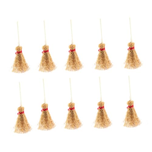 Garneck 20 Stück Teiliges Mini Hexenbesen mit Roter Schleife Große Halloween Deko Requisite für Hexen Kostüm und Party Robustes Strohmaterial als Anhänger für Hexen und Zauberer Zubehör von Garneck