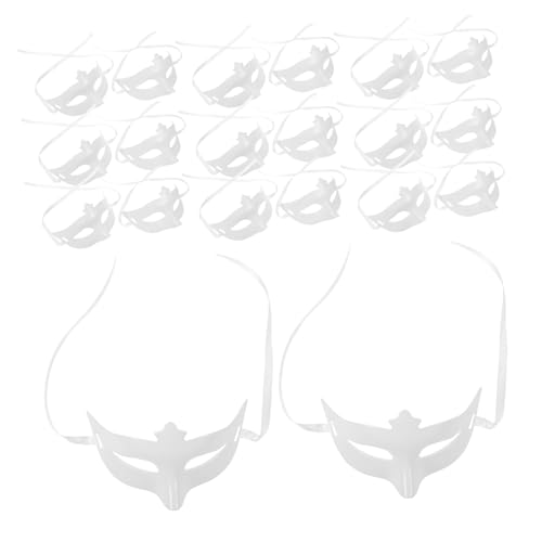 Garneck 20 Stück Teiliges Weißes Halloween DIY Masken aus Stabilem Kunststoff Teilweise Gesichtsbasis für Masquerade Cosplay und Party Leicht Komfortabel Vielseitig für Erwachsene und von Garneck