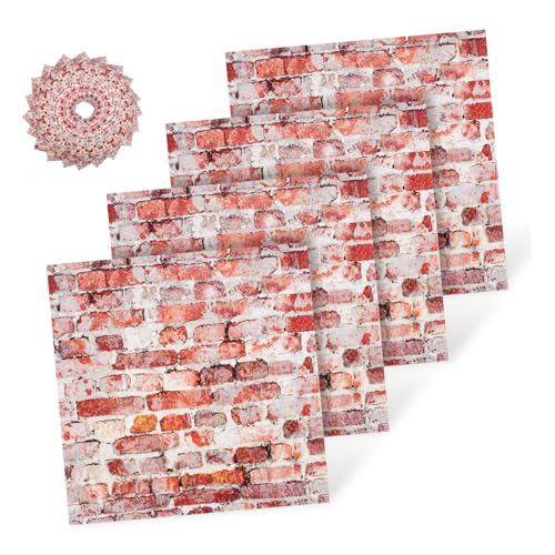Garneck 20 Stücke Simulierte Retro Fliesen Wand Aufkleber Puppe Vintage Vinyl Kleine Abnehmbare Peel Wände Decals Mini PVC von Garneck
