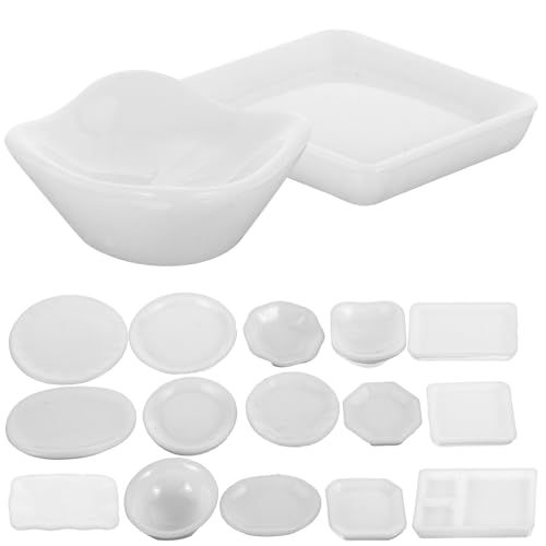 Garneck 24 Stück Mini-besteck Mini-hausutensilien Mini-hausküchengeschirr Mini-hausverzierung Puppenhaus Geschirr Mikrolandschaftsdekoration Mini-tassen Miniteller Plastik von Garneck