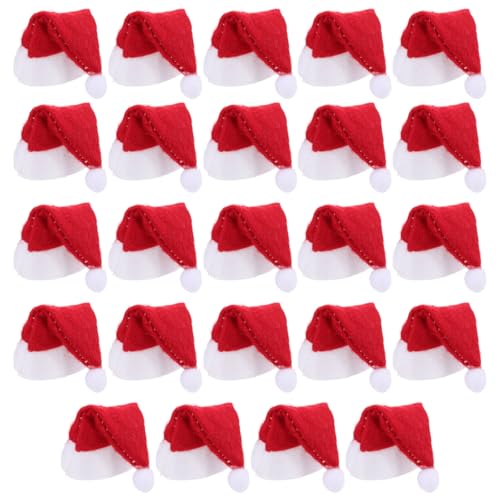 Garneck 24 Stück Teiliges Mini Weihnachtsmützen Weichem Material Kleine Lollipop Hüte als Festliche Tischdekoration und Wiederverwendbare Party Accessoires für Weihnachten von Garneck