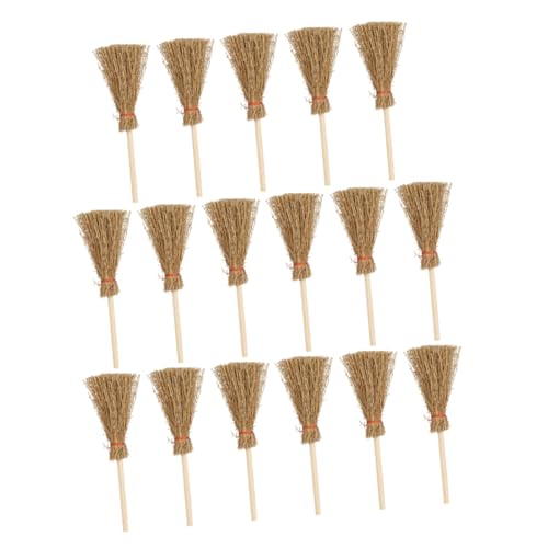 Garneck 25 Stück Kleiner Besen Mini-Besen Kinderbesen Hexenbesen Puppenhaus Zubehör Für Puppenhäuser Besen Ornament Mikrolandschaftsdekor Mini-möbelmodell Kiefernholz Brown von Garneck