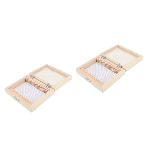 Garneck 2Er-Packung Halter für Mikroskop-Objektträger klein gleiten vorbereitet Exemplare Mikroskop -Objektträgerhalter Mikroskop -Objektträgergehäuse Holz Beige von Garneck