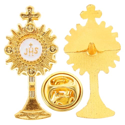 Garneck 2St Knopfabzeichen auf der Brust zweifarbige Form Ring Haltering Outdoor-Schürzen Knopfnadeln Kreuzbrosche Anstecknadel Cross-Event-Pin Cross-Mode-Accessoire Zinklegierung Golden von Garneck