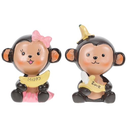 Garneck 2St dekorative Ornamente für kinderspielzeug cake decoration birthday Wohnaccessoire aufdecken Tierfiguren Party Backschmuck dekorative Affen Kunstharz Coffee von Garneck